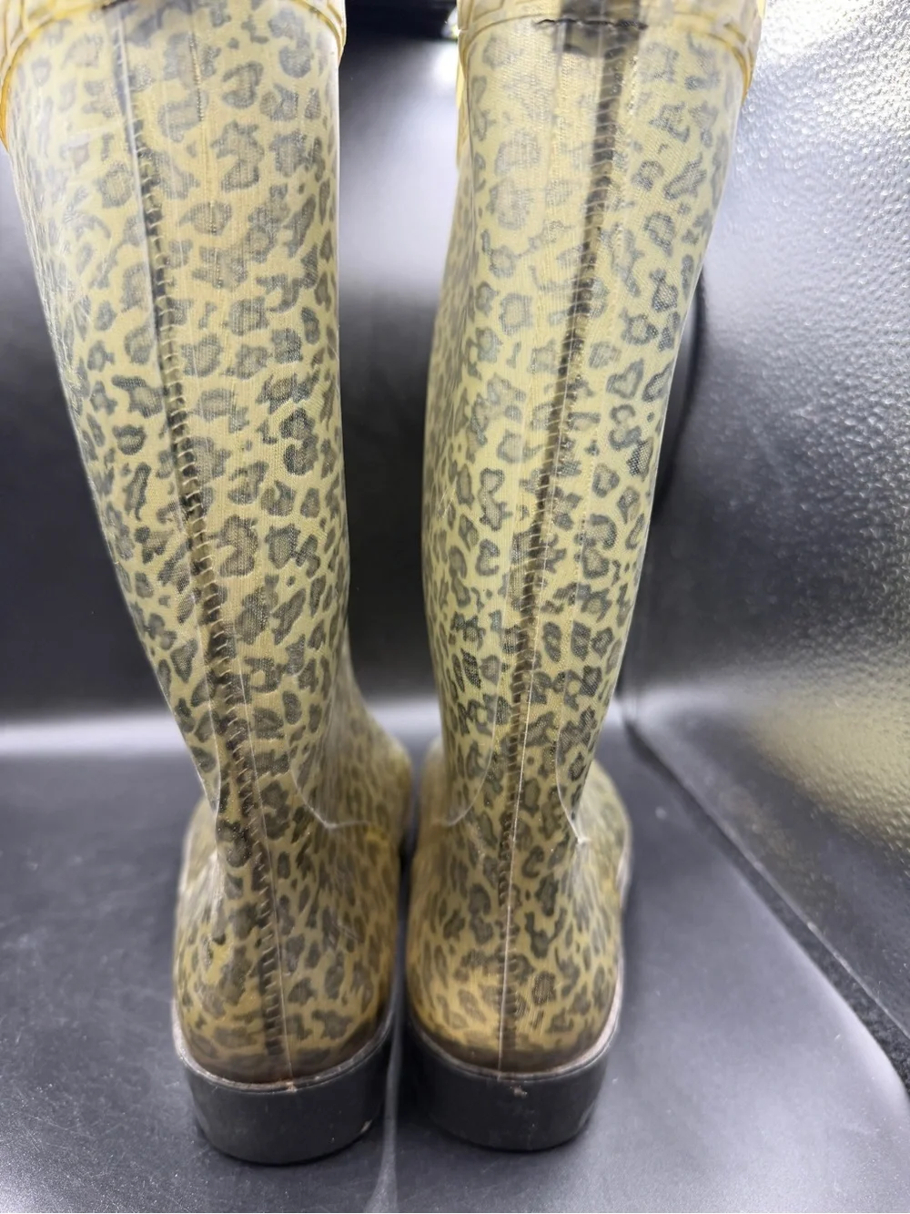 Leopard Print Rain Boots - Women's Olive/Black